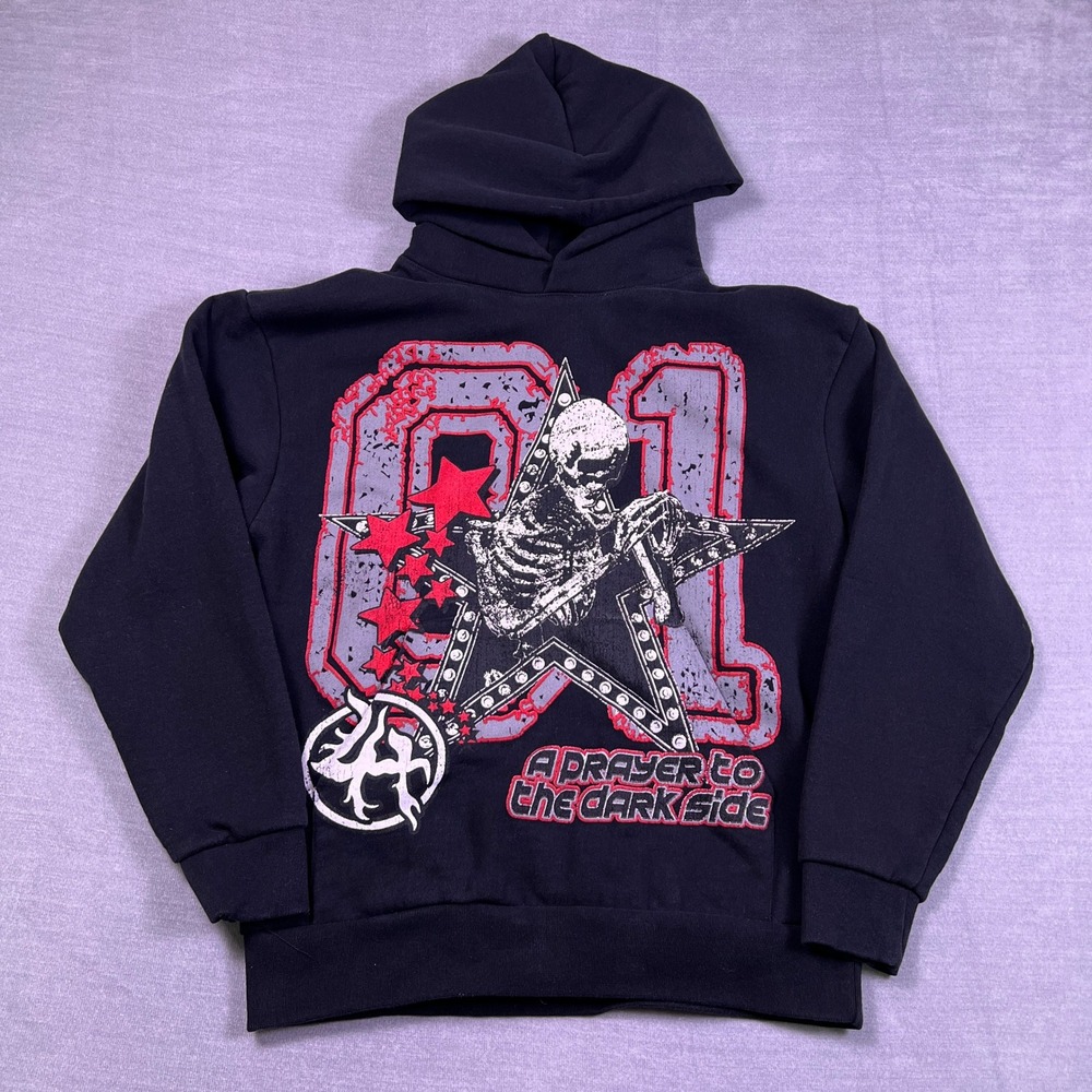 Lost Hills Hoodie A Prayer To The Dark Side Skeleton Graphic Mens Medium Black